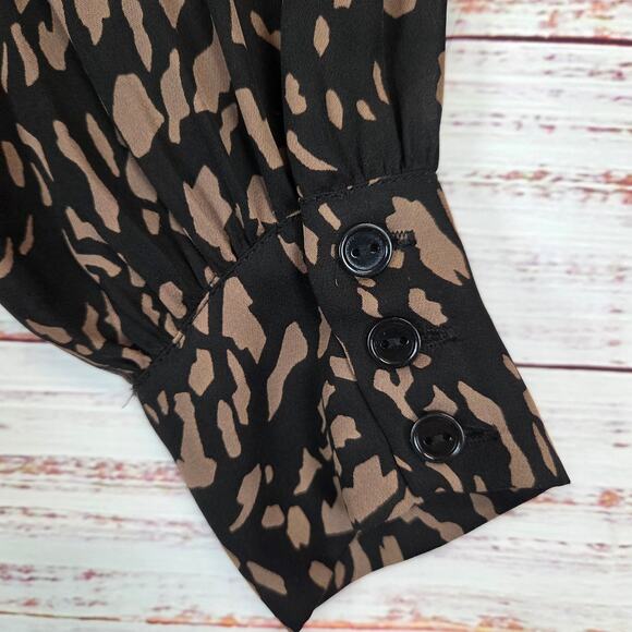 Parker Leopard Print Dress 100% Silk S Lightweight Flowy Whimsigoth Mobwife Glam - Picture 8 of 16